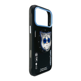 Nimmy Glass Cool Cat Face Case with Detachable MagSafe Grip Stand for iPhone 17 Pro 6.3" Black Blue - N-YJKM-CXZJ-IP17-PRO-03