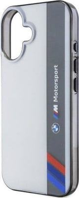 BMW Motorsport IML Vertical Stripe Case for iPhone 16 6.1" Grey - BMHCP16S23HTFEG
