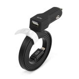 STK Noodle Lightning + USB Car Charger Black