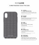 Tech21 Evo Luxe Case for iPhone X XS Max 6.5" Grey Fabric T21-6552