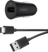 Belkin 18W Boost Charge USB Car Charger with 1.2M USB A to C Cable - BLK