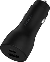 Nokia 18W Fast Car Charger with Type C Cable Black - PC-18WC