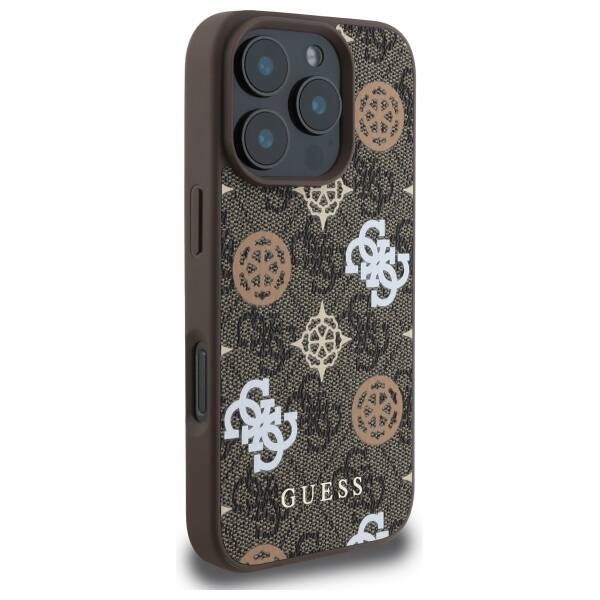 Guess 4G PU Peony Background Case with MagSafe for iPhone 16 Pro Max 6.9" Brown - GUHMP16XP4PWPW