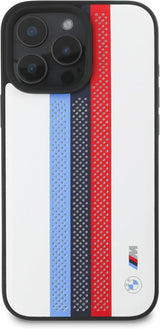 BMW M Performance Tricolor Printed Stripes Case with MagSafe for iPhone 16 Pro Max 6.9" White - BMHMP16X23PUPTH