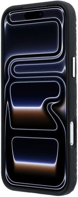 Karl Lagerfeld Grained Allover Logo Metal Elongated Case with MagSafe for iPhone 17/18 Pro Max 6.9" Black - KLHMP18XPSKLFOFK