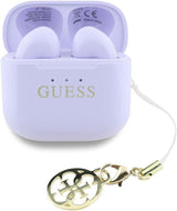 Guess Glossy Effect Printed Classic Logo & Charm TWS Earphones Purple - GUTWSXMCCLU