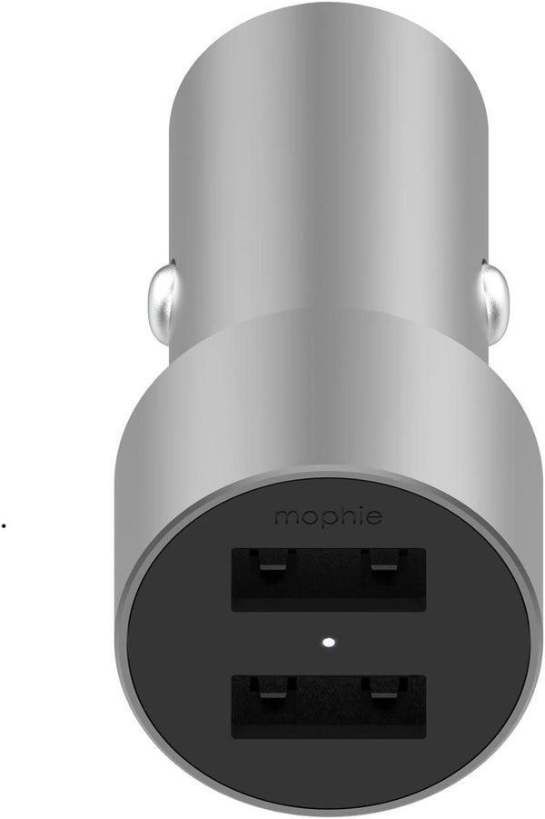 Mophie 24W 2.4 Amp Dual USB A Car Charger Aluminium Silver - 409903476