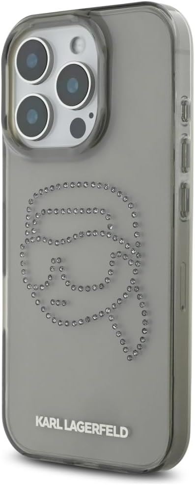 Karl Lagerfeld IML Rhinestones Karl Head Case for iPhone 16 Pro 6.3" Black - KLHCP16LHKHDCELK