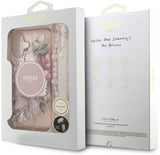 Guess IML Flowers Strap Case with MagSafe for iPhone 17 6.3" Pink - GUHMP17SHFWBRCESP
