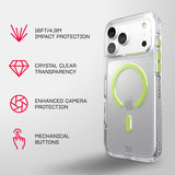 Tech21 Evo Crystal Case with MagSafe for iPhone 17/18 Pro Max 6.9" Clear Neo Green - T21-11705