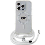 Karl Lagerfeld Crossbody IML Karl Head with MagSafe Case for iPhone 15 Pro Max 6.7" Clear - KLHMP15XHCKHNT