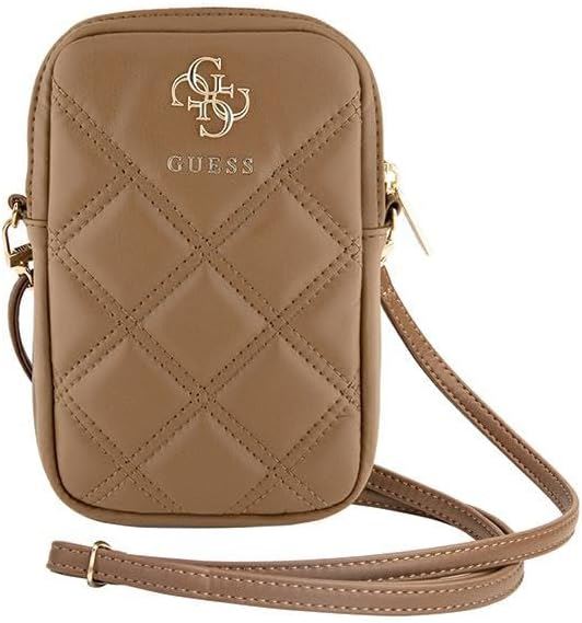 Guess 4G Zip Quilted Universal Phone Pouch with Strap Brown - GUWBZPSQSSGW