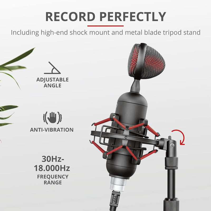 Trust GXT 244 Buzz USB Streaming Microphone with Tripod Stand Black - 23466