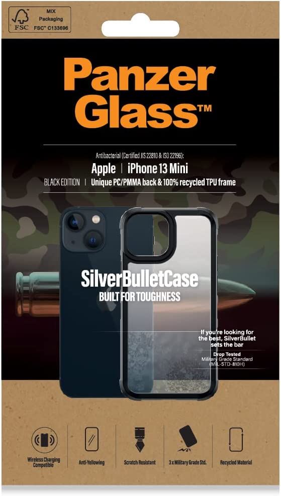 Panzer Silver Bullet Case for iphone 12 Mini 5.4" Clear/Black - 0318