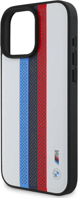 BMW M Performance Tricolor Printed Stripes Case with MagSafe for iPhone 16 Pro Max 6.9" White - BMHMP16X23PUPTH