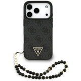 Guess 4G Triangle Logo With Pearl Strap MagSafe Case for iPhone 17 Pro 6.3" Black - GUHMP17LP4TSDPPSK