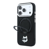Karl Lagerfeld Choupette Head Pin Case with 360 MagSafe Ring Stand for iPhone 17/18 Pro Max 6.9" Black - KLHMP18XPSRSCHHK
