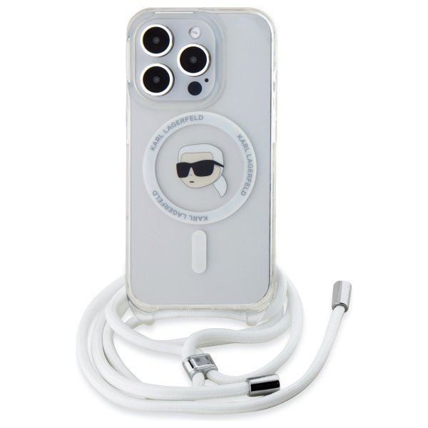 Karl Lagerfeld Crossbody IML Karl Head Case with MagSafe for iPhone 16 Pro 6.3" Clear - KLHMP16LHCKHNT