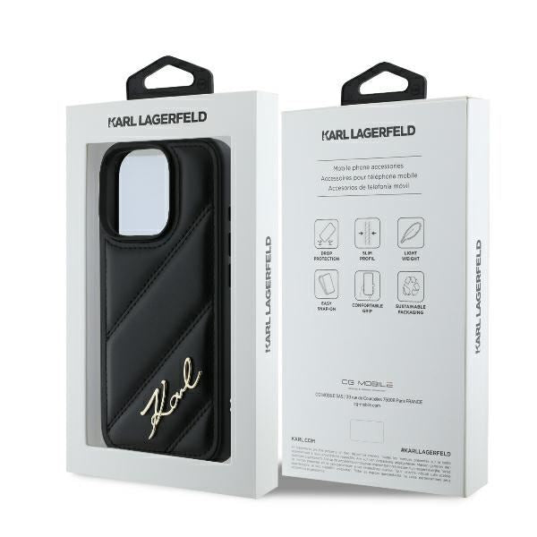 Karl Lagerfeld Quilted Signature Case for iPhone 16 Pro 6.3" Black - KLHCP16LPQDSMGK