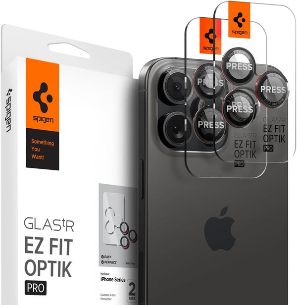 Spigen Optik Pro Glastr EZ Fit Camera Protector 2 Pack for iPhone 16 Pro 6.3" and Pro Max 6.9" Black - AGL05217