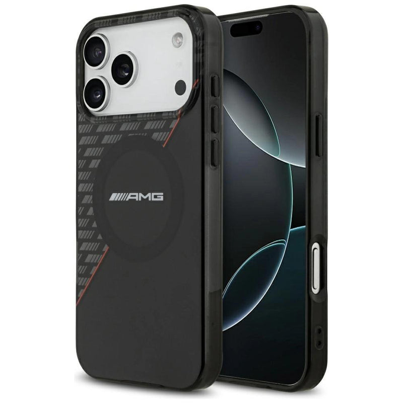 AMG Double Layer Transparent Rhombs Case with MagSafe for iPhone 17 Pro Max 6.9" Black and Red - AMHMP17X24HRDKR