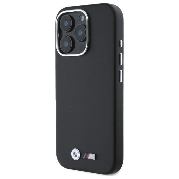 BMW M Series Smooth Full Wrapped Metal Logo Case with MagSafe for iPhone 16 Pro Max 6.9" Black - BMHCP16X23PMWK