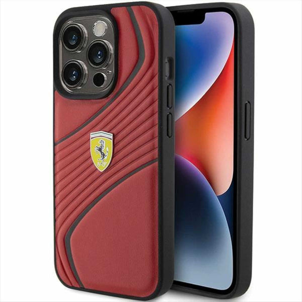 Ferrari Twist Metal Logo Case for iphone 15 Pro 6.1" Red - FEHCP15LPTWR