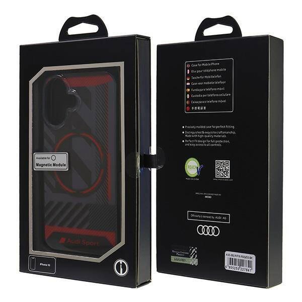 Audi IML Sport Hardcase with MagSafe for iPhone 16 6.1" Black/Red - AUS-IMLMIP16-RSQ/D2-BK