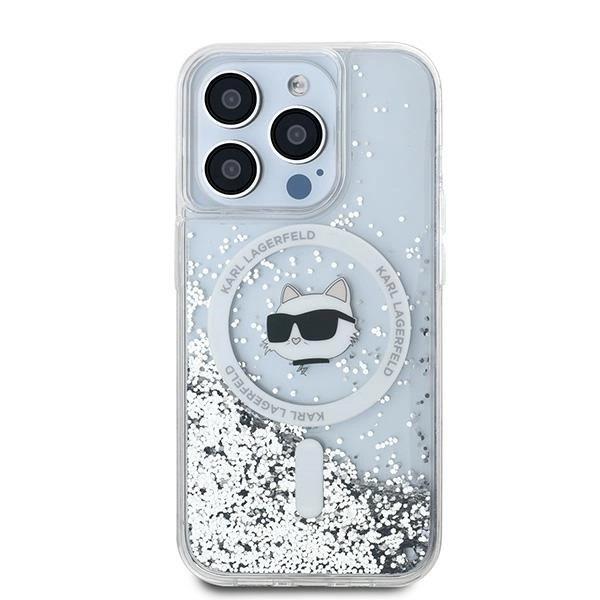Karl Lagerfeld Liquid Glitter Choupette Head Case with MagSafe for iPhone 15 Pro 6.1" Clear - KLHMP15LLGCHSGH