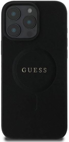 Guess Leather Saffiano Classic Logo Hardcase with MagSafe for iphone 16 Pro 6.3" Black - GUHMP16LPSAHMCK