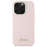 Guess Silicone Script Metal Logo & Frame Case for iPhone 16 Pro Max 6.9" Pink - GUHCP16XSMBSLP