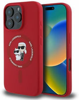 Karl Lagerfeld Silicone Karl and Choupette Ring Case with MagSafe for iPhone 16 Pro Max 6.9" Red  - KLHMP16XSCMKCRHR