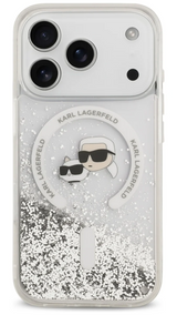Karl Lagerfeld Liquid Glitter Karl & Choupette Heads Case with MagSafe for iPhone 17/18 Pro 6.3" Clear - KLHMP18LLGKCSGH