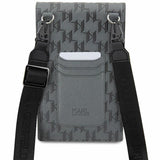 Karl Lagerfeld Saffiano Monogram Plaque Universal Phone Pouch with Strap Silver - KLWBSSAMSMG