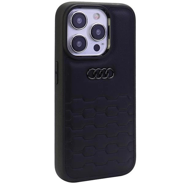 Audi GT Synthetic Leather Hard Case for iPhone 15 Pro 6.1" Black - AU-TPUPCIP15P-GT/D2-BK