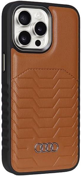 Audi Synthetic Leather Hard Case with MagSafe for iPhone 15 Pro 6.1" Brown - AU-TPUPCMIP15P-GT/D3-BN