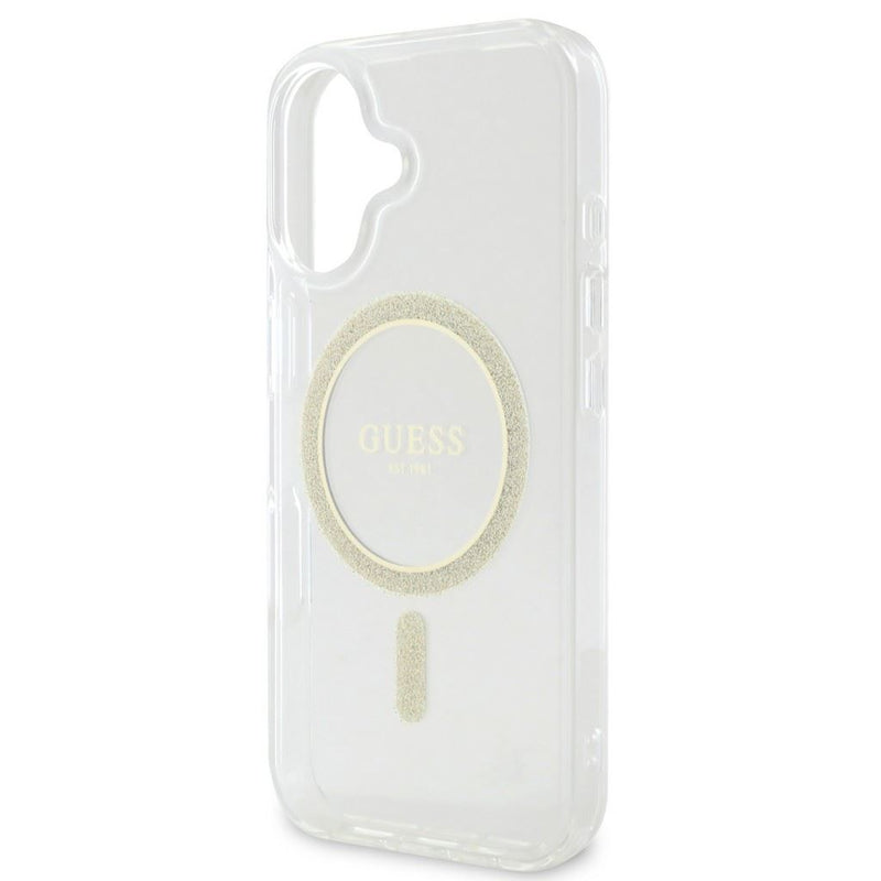 Guess IML Glitter Ring Case with MagSafe for iPhone 16 6.1" Clear - GUHMP16SHFGERET