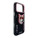 Nimmy Glasses Cool Cat Face Case with Detachable MagSafe Grip Stand for iPhone 17 Pro Max 6.9" Black Pink - N-YJKM-CXZJ-IP17-PRO-MAX-018