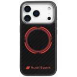 Audi RSQ Carbon Fiber Sports Red Circle Hardcase with MagSafe for iPhone 17 Pro 6.3" Black/Red - AUS-TPUPCMIP17P-RSQ/D5-BK