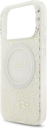 Guess IML Flowers Electro Pearl Strap MagSafe Case for iPhone 17/18 Pro 6.3" White - GUHMP18LHCPOFPH