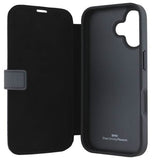 BMW Signature Leather Wordmark Bookcase for iPhone 16 6.1" Black - BMBKP16S23RMRLK