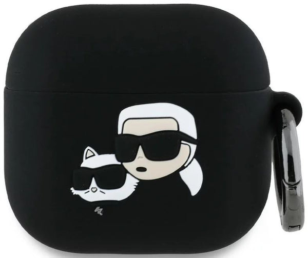 Karl Lagerfeld 3D Karl & Choupette Head Silicone Case for AirPods 4 Black - KLA4RUNKCHK