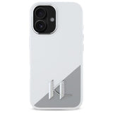 Karl Lagerfeld Silicone Initial Metal Logo Case with MagSafe for iPhone 16 6.1" White - KLHMP16SSCMKMPCH