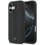 Mercedes Leather Laurel Leaves Stripes Case with MagSafe for iPhone 17 6.3" Black - MEHMP17S25RLDLKH