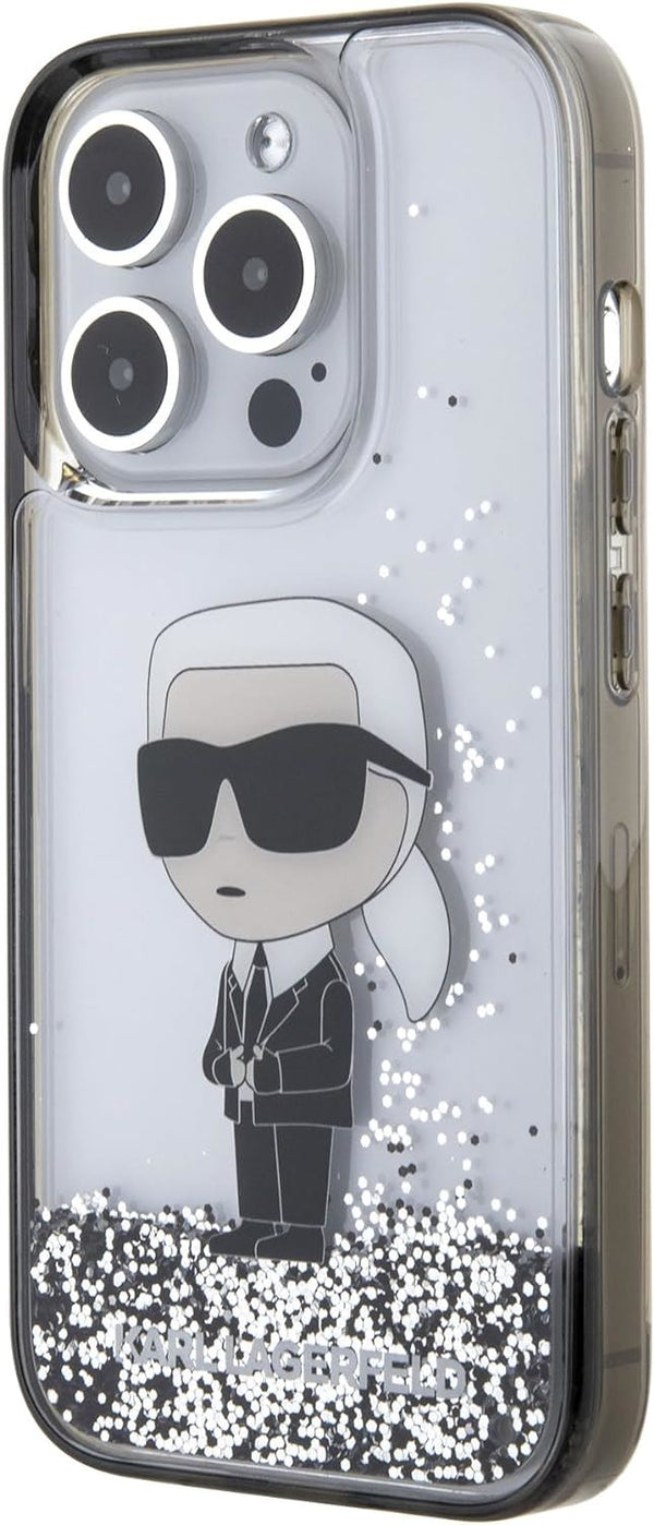 Karl Lagerfeld Liquid Glitter Ikonik Hardcase for iphone 15 Pro 6.1" Transparent - KLHCP15LLKKNSK