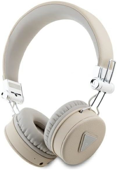 Guess Grained Classic Round Shape Bluetooth On Ear ENC Headphone Beige - GUBH70PGTSPSE