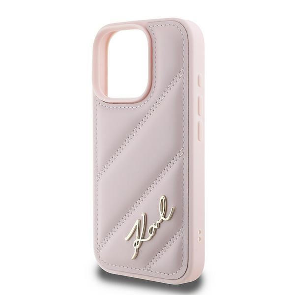 Karl Lagerfeld Quilted Signature Case for iPhone 16 Pro Max 6.9" Pink - KLHCP16XPQDSMGP