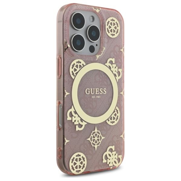 Guess IML Peony On 4G Background Case with MagSafe for iPhone 16 Pro Max 6.9" Pink - GUHMP16XH4PYEEP
