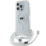Karl Lagerfeld Crossbody IML Karl Head with MagSafe Case for iPhone 15 Pro Max 6.7" Clear - KLHMP15XHCKHNT