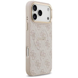 Guess PU Leather 4G Gold Frame Case with MagSafe for iPhone 17 Pro Max 6.9" Pink - GUHMP17XP4MSEGCW